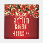Red Elegant Christmas Wishes Save the date Magneet (Voorkant)