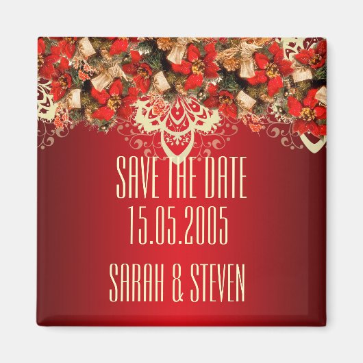 Red Elegant Christmas Wishes Save the date Magneet (Voorkant)