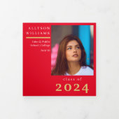 Red Elegant Classy 8 Foto Afstuderen Drieluik Aankondiging (Cover)