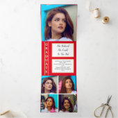 Red Elegant Classy 8 Foto Afstuderen Drieluik Aankondiging (Binnen)