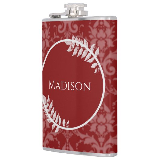 Red Elegant Damask Flask Heupfles (Links)