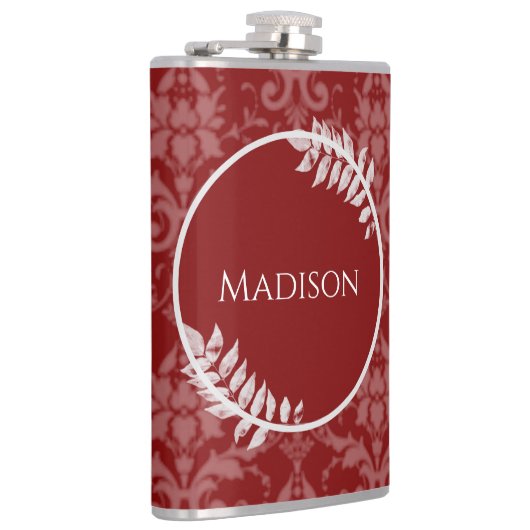 Red Elegant Damask Flask Heupfles (Rechts)