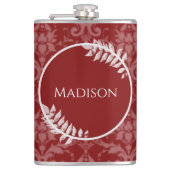 Red Elegant Damask Flask Heupfles (Voorkant)
