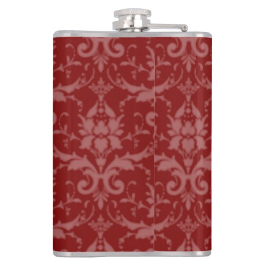 Red Elegant Damask Flask Heupfles (Achterkant)