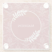 Red Elegant Damask gepersonaliseerd glas Onderzett Glazen Onderzetter (Achterkant)