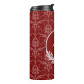 Red Elegant Damask gepersonaliseerde thermische tr Thermosbeker (Gedraaid links)