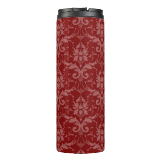 Red Elegant Damask gepersonaliseerde thermische tr Thermosbeker (Achterkant)