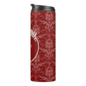 Red Elegant Damask gepersonaliseerde thermische tr Thermosbeker (Geroteerd rechts)
