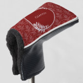 Red Elegant Damask Golf Head Hoesje Golfheadcover (3/4 voorkant)