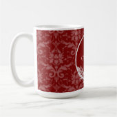 Red Elegant Damask Mok voor persoonlijke koffie (Links)