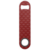 Red Elegant Damask Persoonlijke balk Speed Flessenopener (Achterkant)