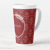 Red Elegant Damask persoonlijke latte Mok (Rechterhoek)