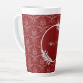 Red Elegant Damask persoonlijke latte Mok (Linkerhoek)