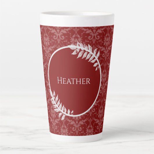 Red Elegant Damask persoonlijke latte Mok (Voorkant)