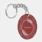 Red Elegant Damask persoonlijke Sleutelhanger (Voorkant Links)