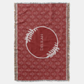 Red Elegant Damask persoonlijke trommelwand Deken (Voorkant Verticaal)