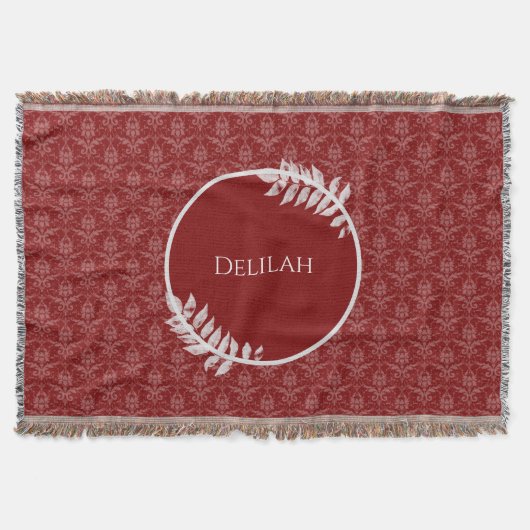 Red Elegant Damask persoonlijke trommelwand Deken (Voorkant)