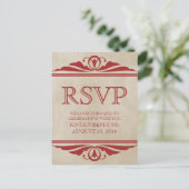Red Elegant Deco RSVP Briefkaart (Staand voorkant)