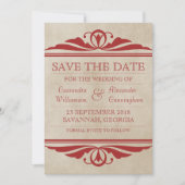 Red Elegant Deco sparen de Datum uitnodigen Save The Date (Voorkant)