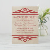 Red Elegant Deco sparen de Datum uitnodigen Save The Date (Staand voorkant)