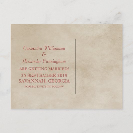 Red Elegant Deco sparen het Briefkaart van de Datu (Achterkant)