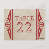 Red Elegant Deco Table Number Briefkaart (Achterkant)