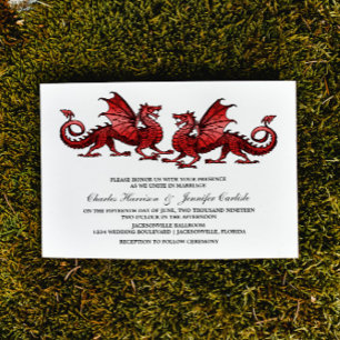 Red Elegant Dragon Wedding Invite Kaart