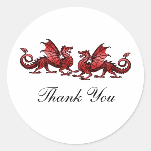 Red Elegant Dragons Dank u Stickers (Voorkant)