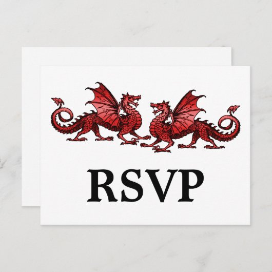 Red Elegant Dragons Response Briefkaart (Voorkant / Achterkant)