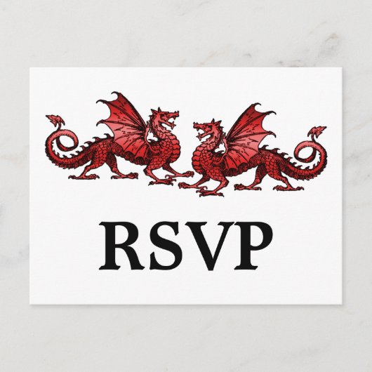 Red Elegant Dragons Response Briefkaart (Voorkant)