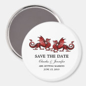 Red Elegant Dragons sparen de Magnet van de Datum (Voorkant / Achterkant)