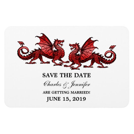 Red Elegant Dragons sparen de Magnet van de Datum Magneet (Horizontaal)