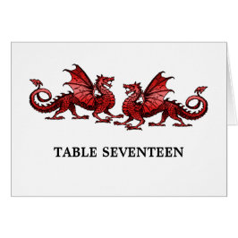 Red Elegant Dragons Table Number Kaart