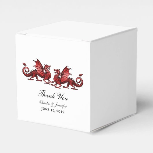 Red Elegant Dragons Wedding Favor Boxes Bedankdoosjes (Voorkant Zijde)