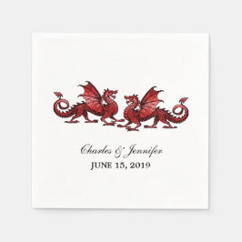 Red Elegant Dragons Wedding Paper Napkins Servetten