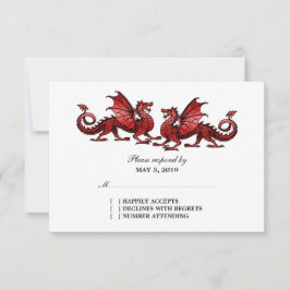 Red Elegant Dragons Wedding Response Kaart