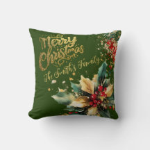 Red Elegant Family Gold Glitter Script Kerst