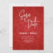 Red Elegant Floral Save the Date Kaart (Voorkant)