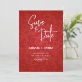 Red Elegant Floral Save the Date Kaart (Staand voorkant)