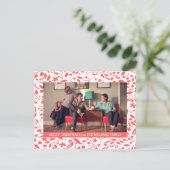 Red Elegant Foliage Holiday Foto Feestdagenkaart (Staand voorkant)