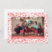 Red Elegant Foliage Holiday Foto Feestdagenkaart (Voorkant / Achterkant)