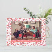 Red Elegant Foliage Holiday Photo Flat Feestdagenkaart (Staand voorkant)