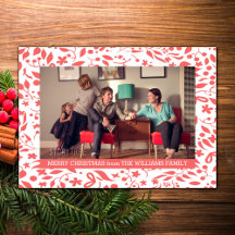 Red Elegant Foliage Holiday Photo Flat