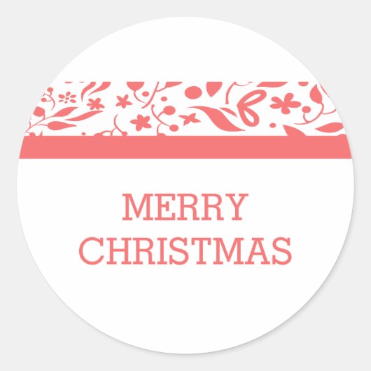 Red Elegant Foliage Holiday Ronde Sticker (Voorkant)