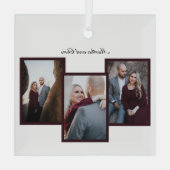 Red Elegant Gehuwd Manuscript 3 Foto Collage Glas Ornament (Achterkant)