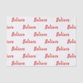 RED Elegant GELOOFT tekst op wit Tissuepapier (Voorkant)