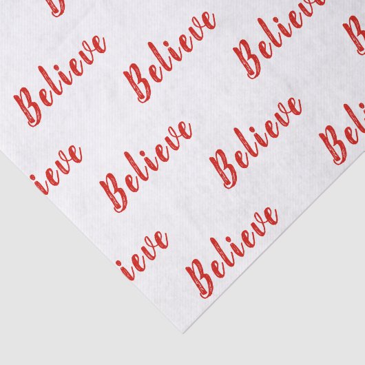 RED Elegant GELOOFT tekst op wit Tissuepapier (Detail)