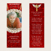 Red Elegant Glitter Memorial Poem Funeral Bladwijz Mini Visitekaartjes (Voorkant /achterkant)