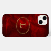 Red Elegant Gold Oval Monogram Case-Mate iPhone Case (Achterkant (horizontaal))