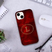 Red Elegant Gold Oval Monogram Case-Mate iPhone Case